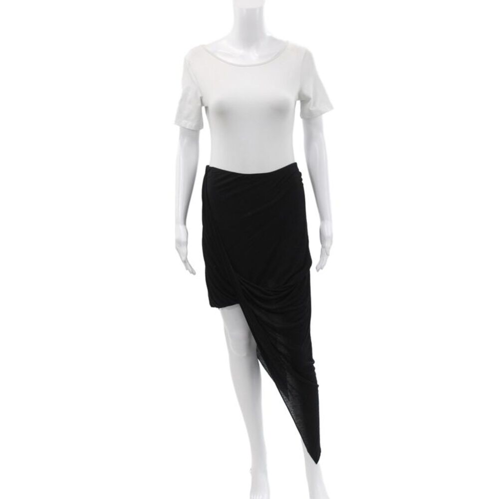 Helmut Lang Womens Wrap Midi Skirt Black Micro Modal Size M